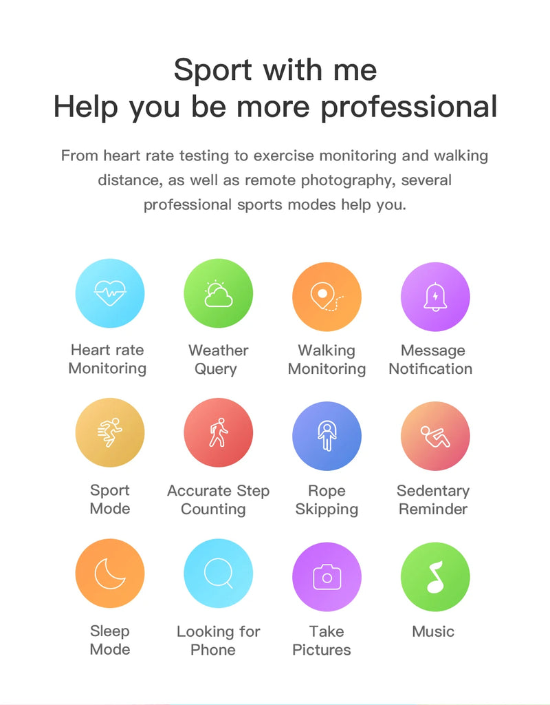 Relógio inteligente Real Stepcount Multifuncional Step Connected Smart Watch para homens e mulheres IP68 Adequado para IOS e Android