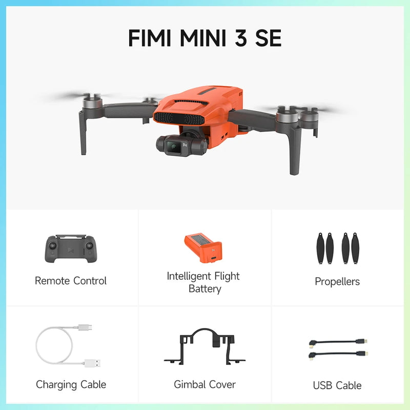 FIMI MINI 3 SE novo drone 4K 30fps alcance de 9 km híbrido 3 eixos Gimbal 249g design ultraleve 12MP rastreamento inteligente mini drone profissional GPS