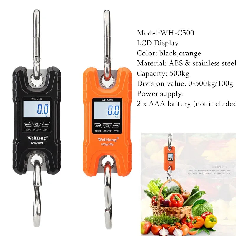 Balança digital de guindaste para pesagem 300 kg 150 kg/50 g 200 kg/100 g 500 kg/100 g balança de gancho suspensa para serviço pesado portátil digital de aço inoxidável