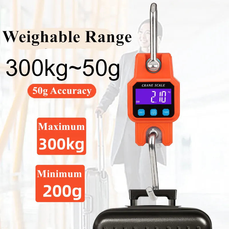 Balança digital de guindaste para pesagem 300 kg 150 kg/50 g 200 kg/100 g 500 kg/100 g balança de gancho suspensa para serviço pesado portátil digital de aço inoxidável