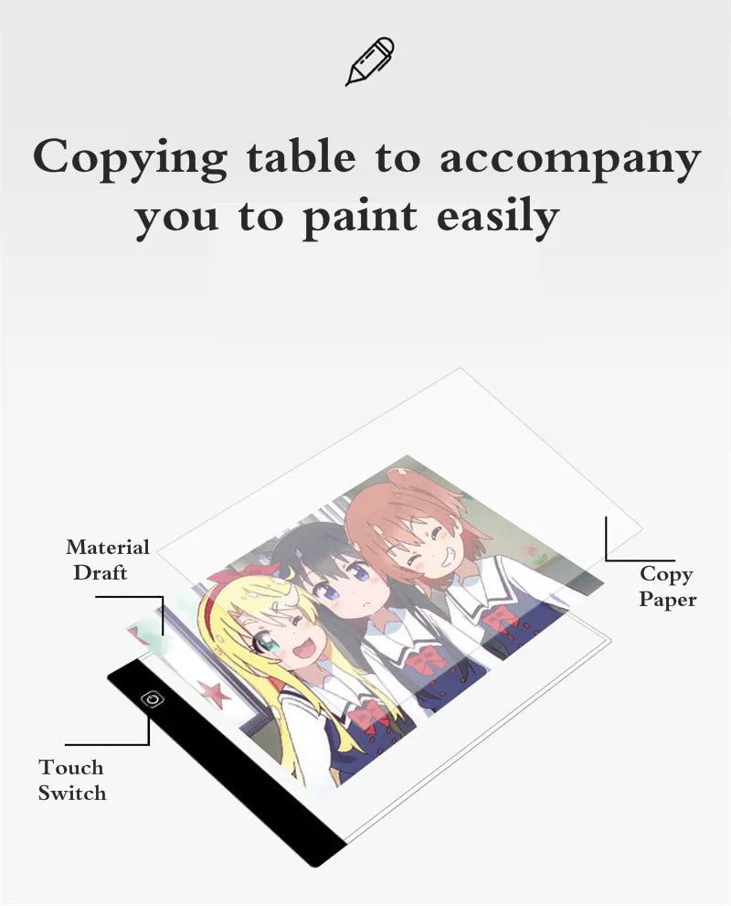 A4 A5 LED Desenho Tablet Três Níveis Digital Graphics Pad Light Pad Copy Board Arte Eletrônica Pintura Gráfica Mesa de Escrita