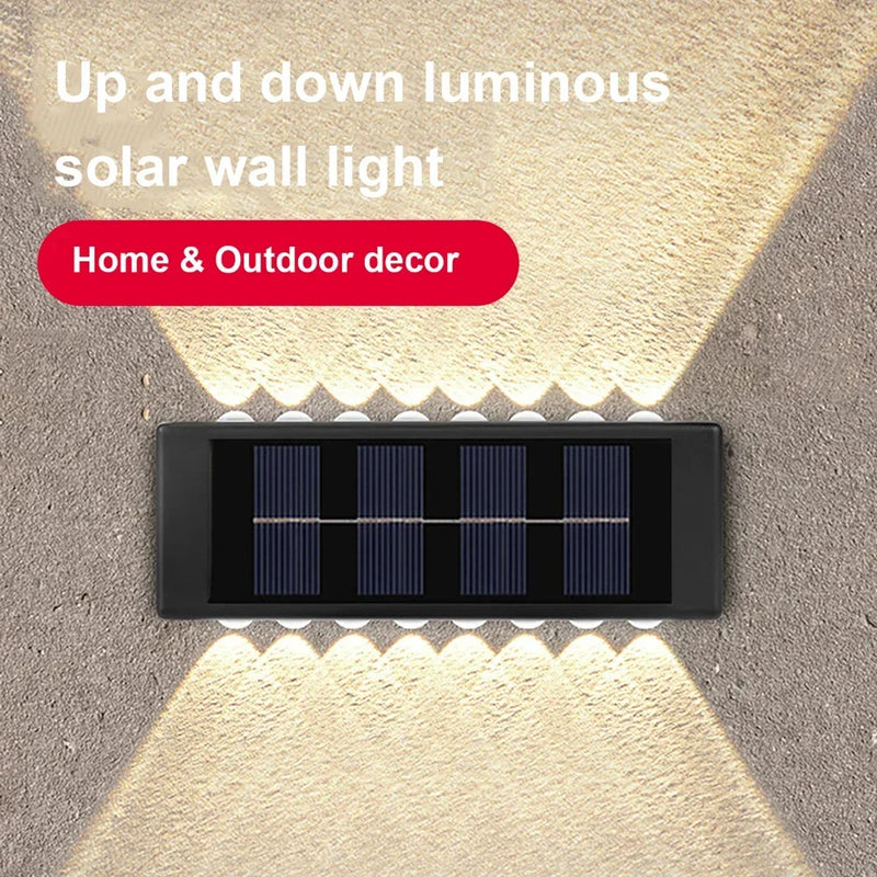 Luminária de parede solar externa à prova d'água com energia solar para cima e para baixo iluminar casa jardim quintal decoração luz solar externa