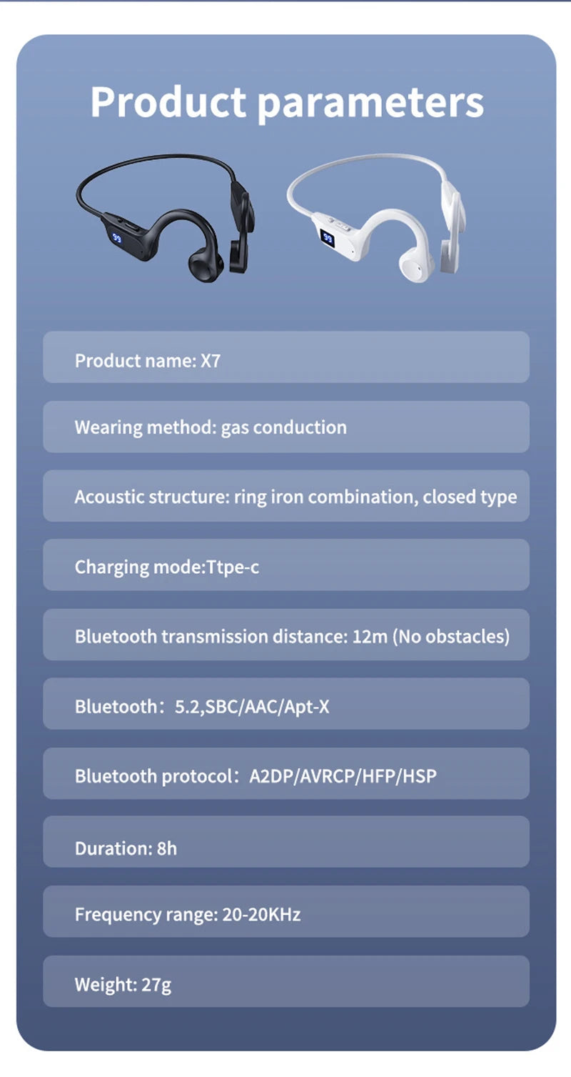 Xiaomi X7 Fone de ouvido sem fio de condução óssea para natação esportiva Bluetooth compatível com viva-voz e microfone para fones de ouvido esportivos