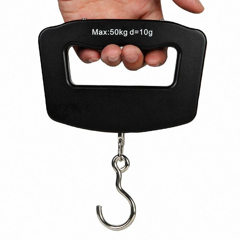 Balança portátil de 50 kg/110 lb com LCD digital para malas, mala de viagem com alça, bolsa para pesagem de peixes, balança suspensa com gancho