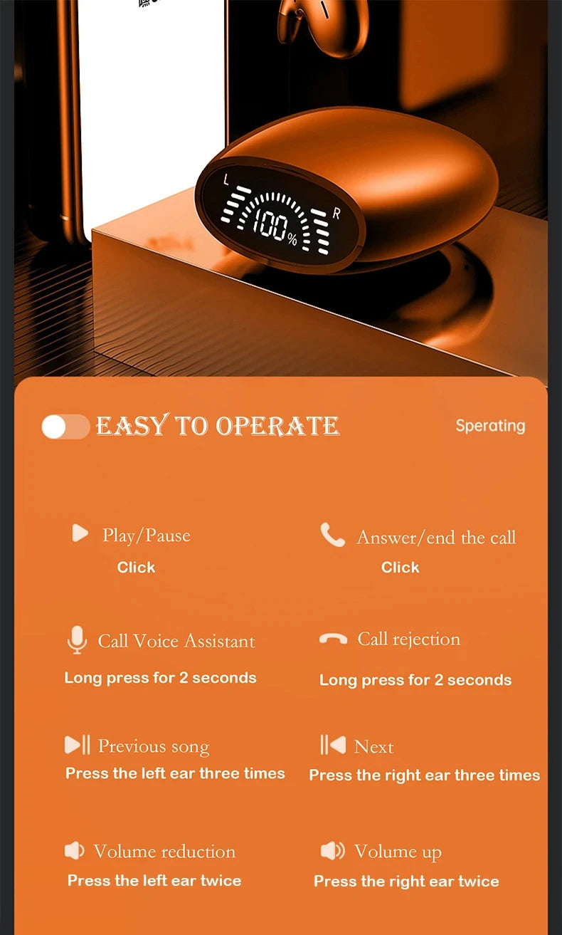 Xiaomi Fone de ouvido para dormir Fones de ouvido invisíveis Bluetooth 5.3 Cancelamento de ruído IPX7 à prova d'água Ultra fino TWS Fones de ouvido estéreo esportivos
