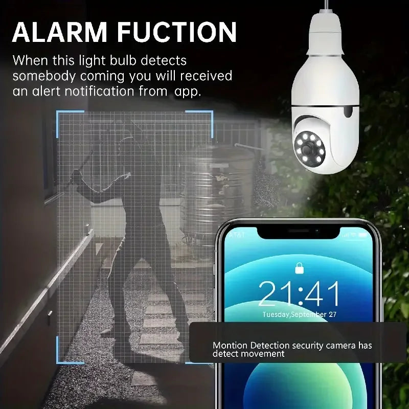 5G Bulb E27 Câmera de vigilância Full Color Night Vision Rastreamento humano automático Zoom Monitor de segurança interna Câmera Wifi