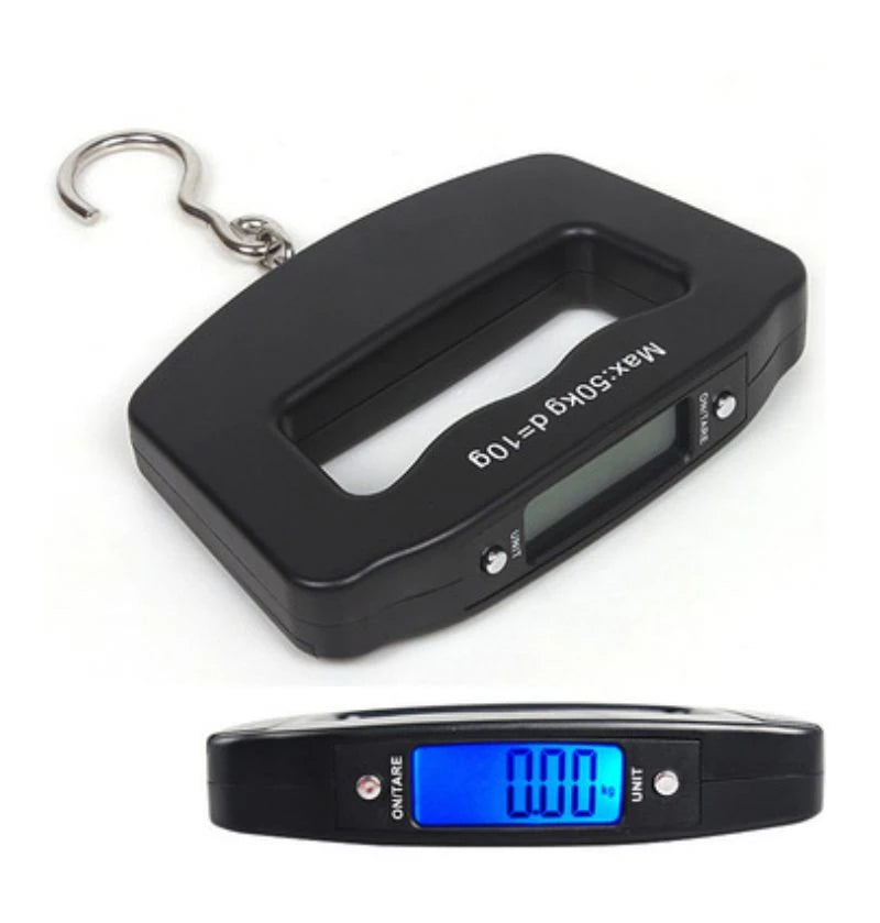 Balança portátil de 50 kg/110 lb com LCD digital para malas, mala de viagem com alça, bolsa para pesagem de peixes, balança suspensa com gancho