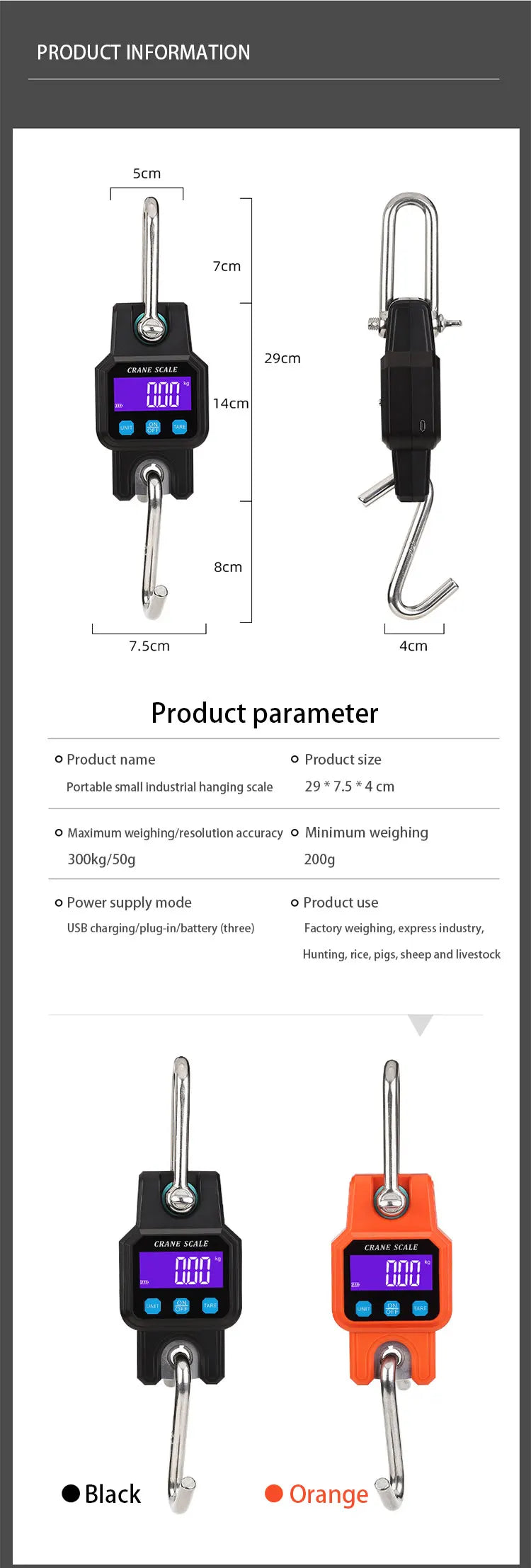 Balança eletrônica portátil WeiHeng C06 com gancho e carregamento Bluetooth, mini balança de elevação para uso doméstico