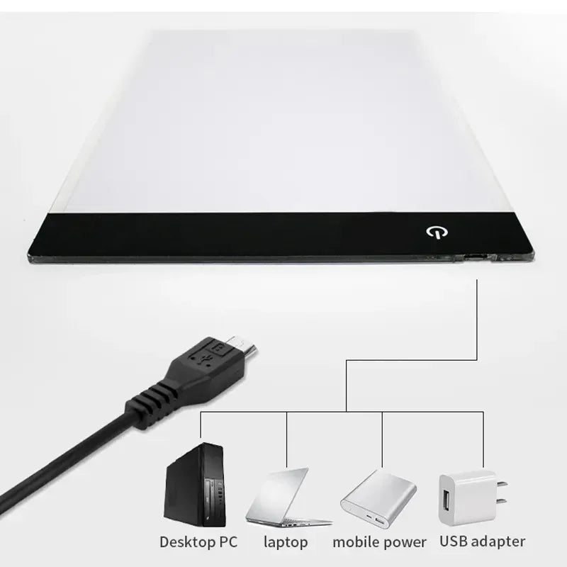 A4 A5 LED Desenho Tablet Três Níveis Digital Graphics Pad Light Pad Copy Board Arte Eletrônica Pintura Gráfica Mesa de Escrita