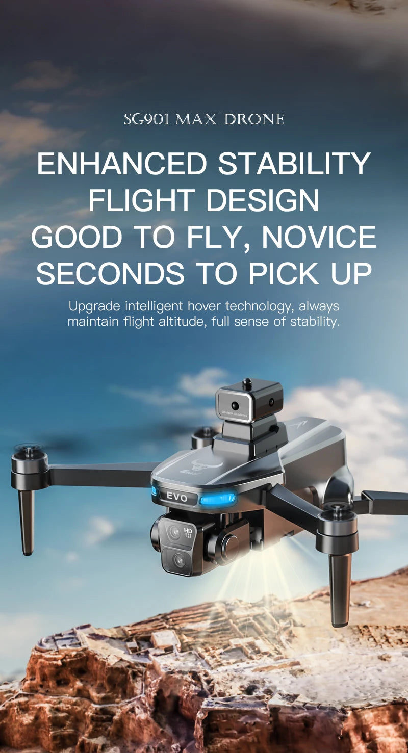 Drone profissional Xiaomi SG901 MAX com GPS, visão aérea 8K HD, evitando obstáculos com tela maior, controle remoto e drone dobrável sem escovas