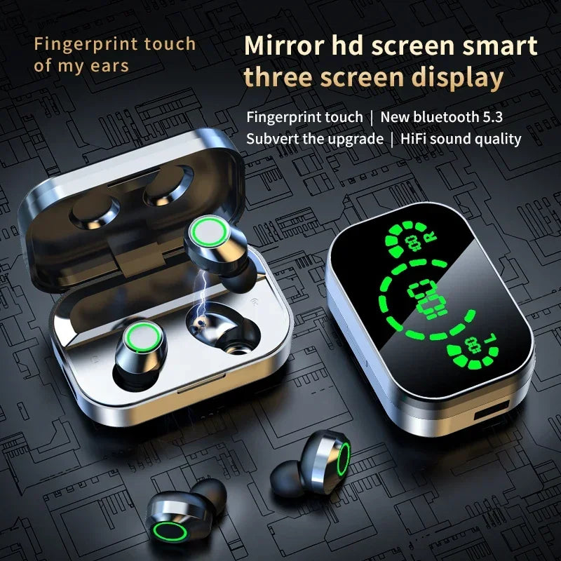 Fones de ouvido sem fio Bluetooth com bateria de longa duração YD03 Caixa de armazenamento com espelho Mãos livres Fone de ouvido Bluetooth Mãos livres Telefone