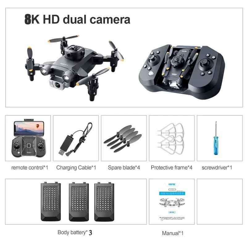 V30 Mini Drone 4DRC 8K HD 5G Profesional Drones FPV Five-sided Obstacle Avoidance Helicopter Brushless Motor RC Drone Toy 10000M
