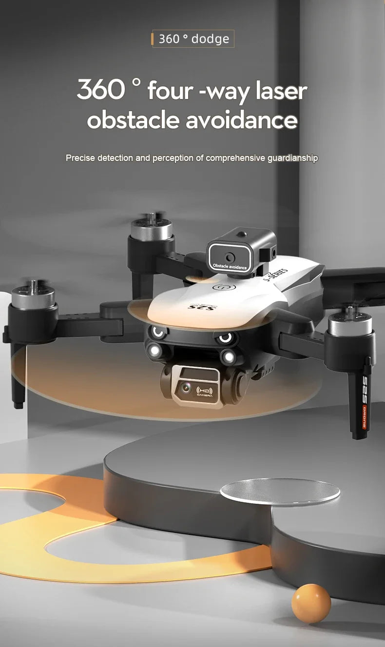 Mini drone S2S 4k 8K HD câmera de prevenção de obstáculos fotografia aérea motor sem escova dobrável rc quadricóptero brinquedo infantil