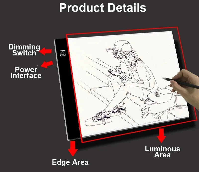 A4 A5 LED Desenho Tablet Três Níveis Digital Graphics Pad Light Pad Copy Board Arte Eletrônica Pintura Gráfica Mesa de Escrita