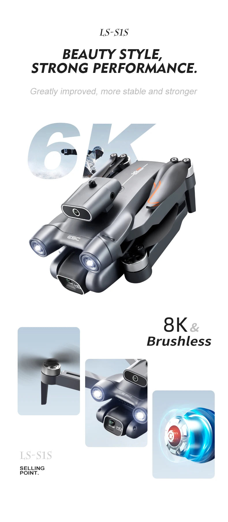 Novo Mini Drone S1S Profissional 8K HD Câmera Desvio de Obstáculos Fotografia Aérea Sem Escovas Dobrável Quadricóptero