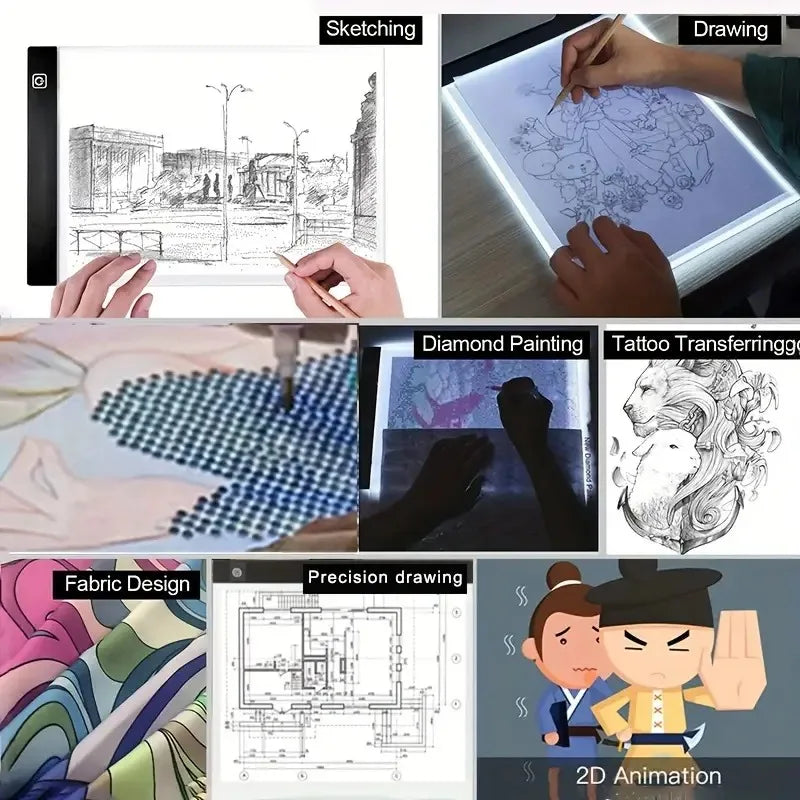 A4 A5 LED Desenho Tablet Três Níveis Digital Graphics Pad Light Pad Copy Board Arte Eletrônica Pintura Gráfica Mesa de Escrita