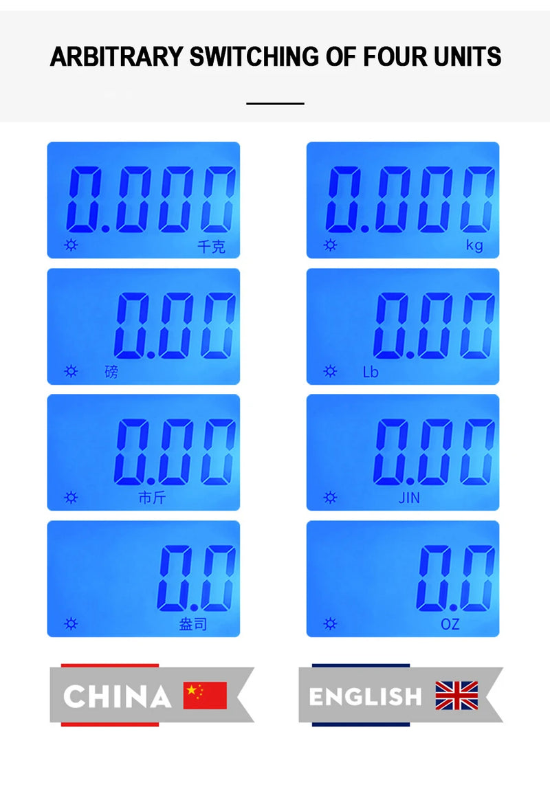 Balança portátil de gancho suspenso 50 kg/5 g com visor digital LCD, mini balança eletrônica portátil para pesagem de bagagem de viagem e pesca