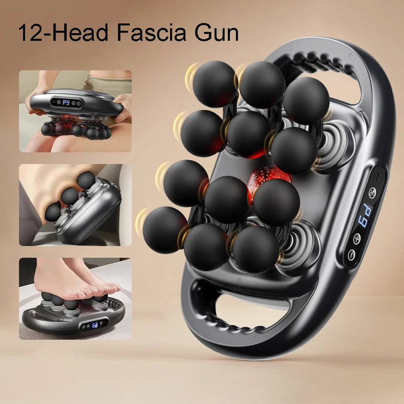 12 Cabeças de Massagem Pistola de Massagem Tecido Profundo Músculo Sem Fio Vibração de Alta Frequência Massageador Corporal Costas Pernas Pescoço Massageador