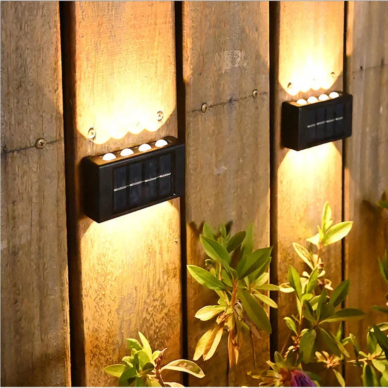 Luminária de parede solar externa à prova d'água com energia solar para cima e para baixo iluminar casa jardim quintal decoração luz solar externa