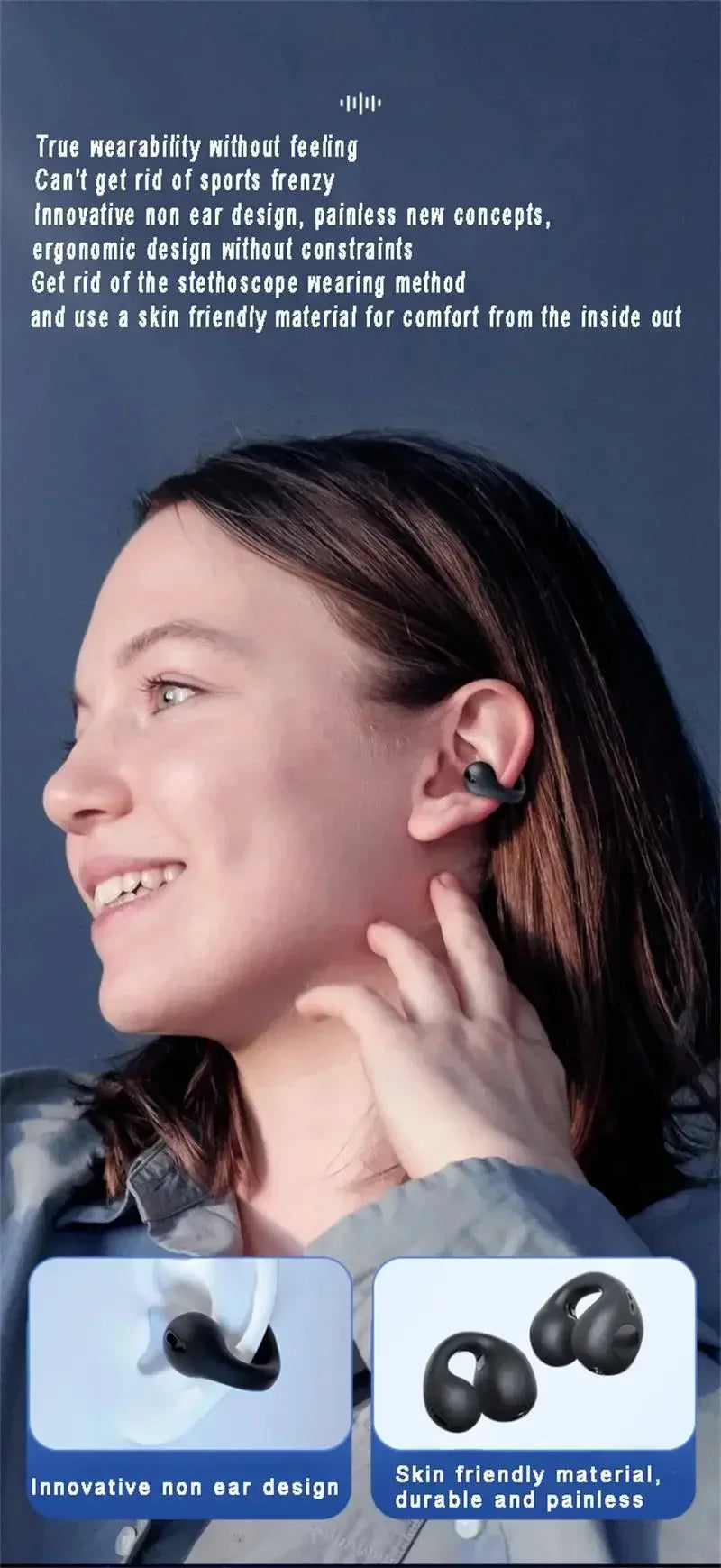 Fones de ouvido sem fio Xiaomi Earclip Bluetooth 5.3 Fones de ouvido esportivos ao ar livre Fones de ouvido com controle de toque para iPhone Huawei Samsung