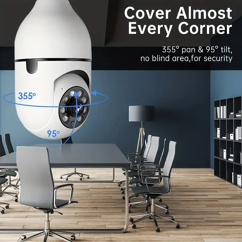 5G Bulb E27 Câmera de vigilância Full Color Night Vision Rastreamento humano automático Zoom Monitor de segurança interna Câmera Wifi