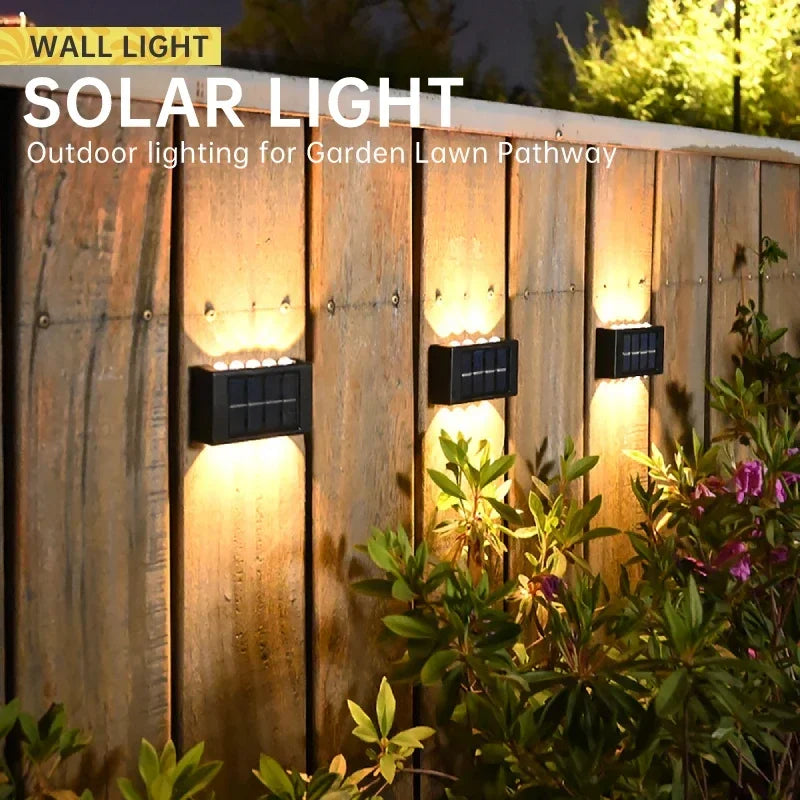 Luminária de parede solar externa à prova d'água com energia solar para cima e para baixo iluminar casa jardim quintal decoração luz solar externa