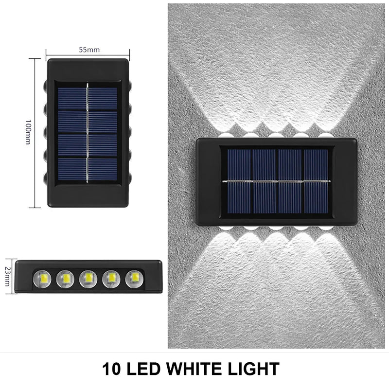 Luminária de parede solar externa à prova d'água com energia solar para cima e para baixo iluminar casa jardim quintal decoração luz solar externa