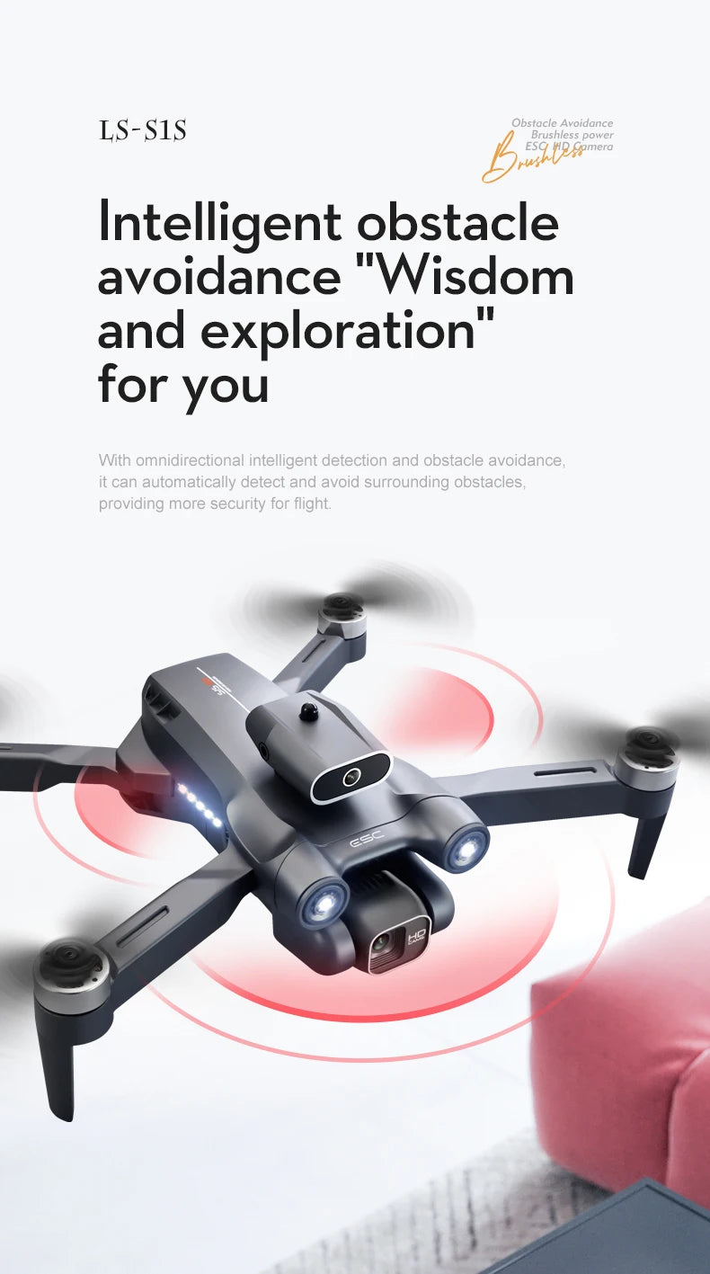 Novo Mini Drone S1S Profissional 8K HD Câmera Desvio de Obstáculos Fotografia Aérea Sem Escovas Dobrável Quadricóptero