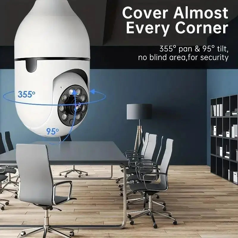 5G Bulb E27 Câmera de vigilância Full Color Night Vision Rastreamento humano automático Zoom Monitor de segurança interna Câmera Wifi