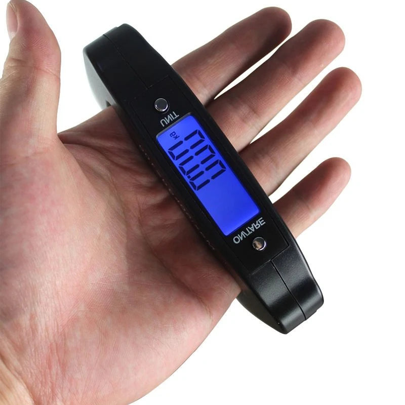 Balança portátil de 50 kg/110 lb com LCD digital para malas, mala de viagem com alça, bolsa para pesagem de peixes, balança suspensa com gancho
