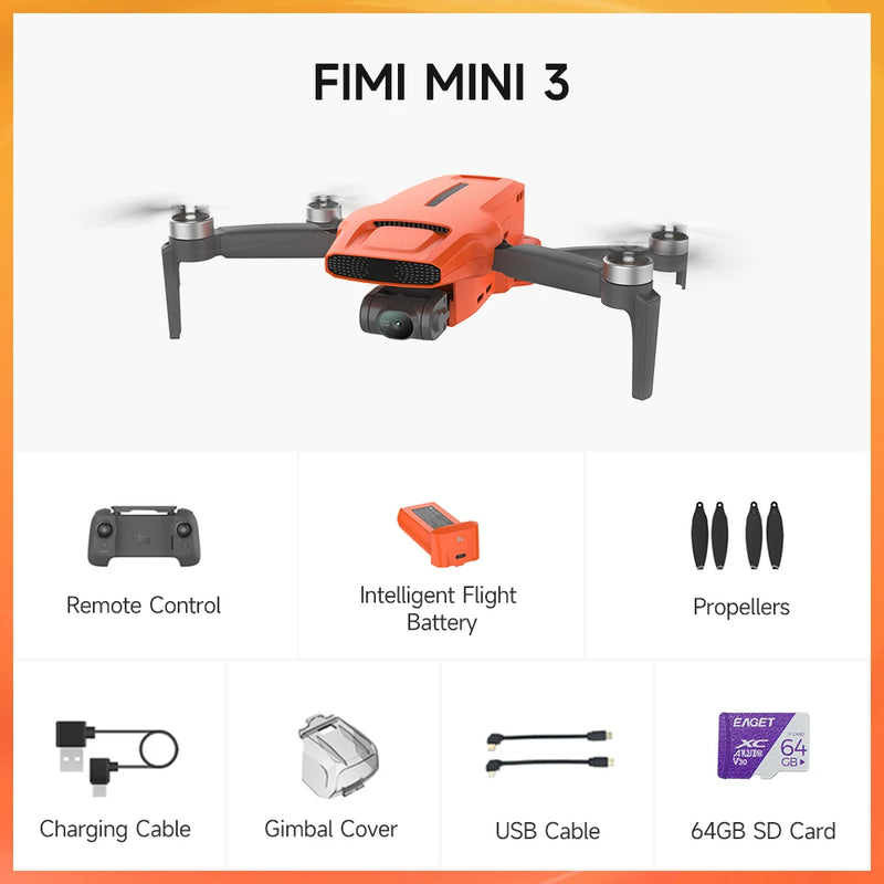 FIMI MINI 3 SE novo drone 4K 30fps alcance de 9 km híbrido 3 eixos Gimbal 249g design ultraleve 12MP rastreamento inteligente mini drone profissional GPS