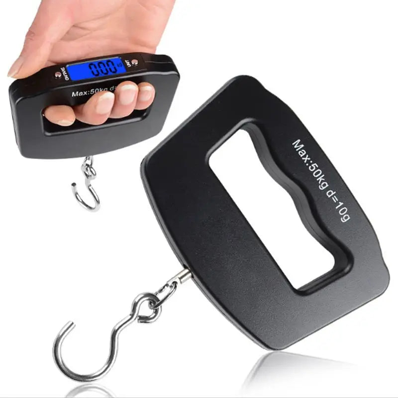 Balança portátil de 50 kg/110 lb com LCD digital para malas, mala de viagem com alça, bolsa para pesagem de peixes, balança suspensa com gancho