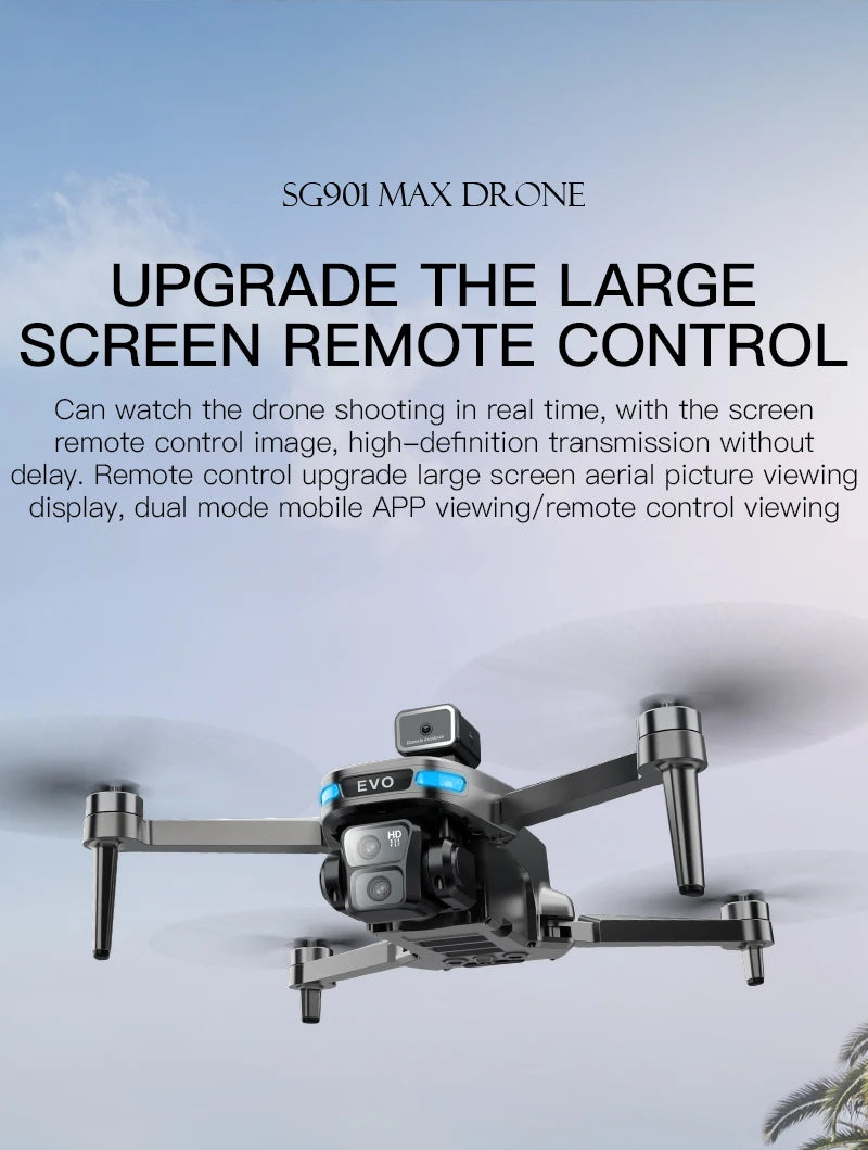 Drone profissional Xiaomi SG901 MAX com GPS, visão aérea 8K HD, evitando obstáculos com tela maior, controle remoto e drone dobrável sem escovas