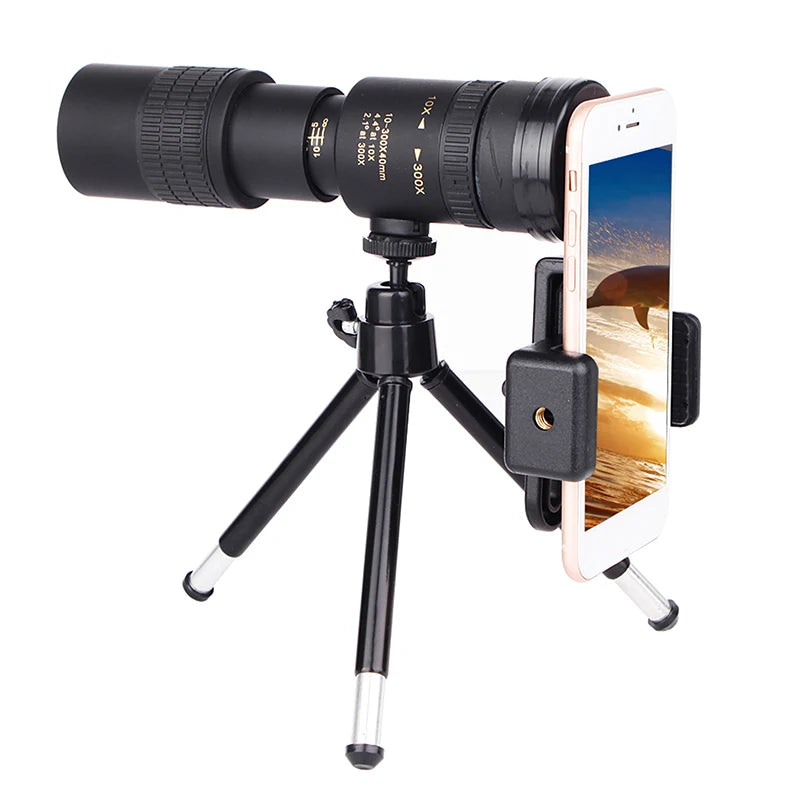 Ao ar livre 300X40 Zoom Len Spin Monoculars Telescópio Profissional de Longo Alcance Celular Foto Binóculos