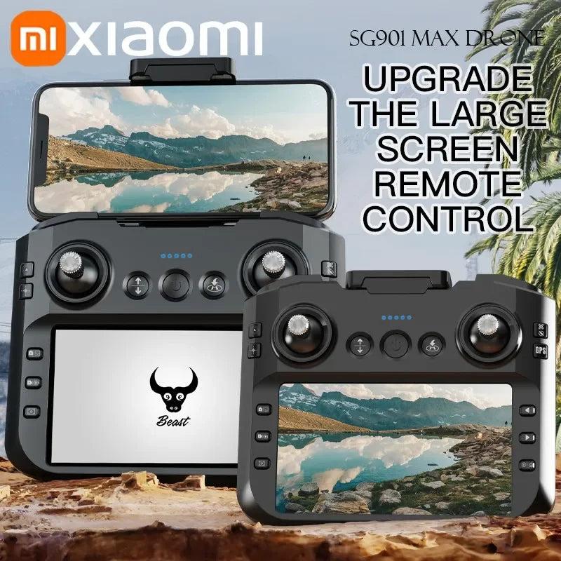 Drone profissional Xiaomi SG901 MAX com GPS, visão aérea 8K HD, evitando obstáculos com tela maior, controle remoto e drone dobrável sem escovas
