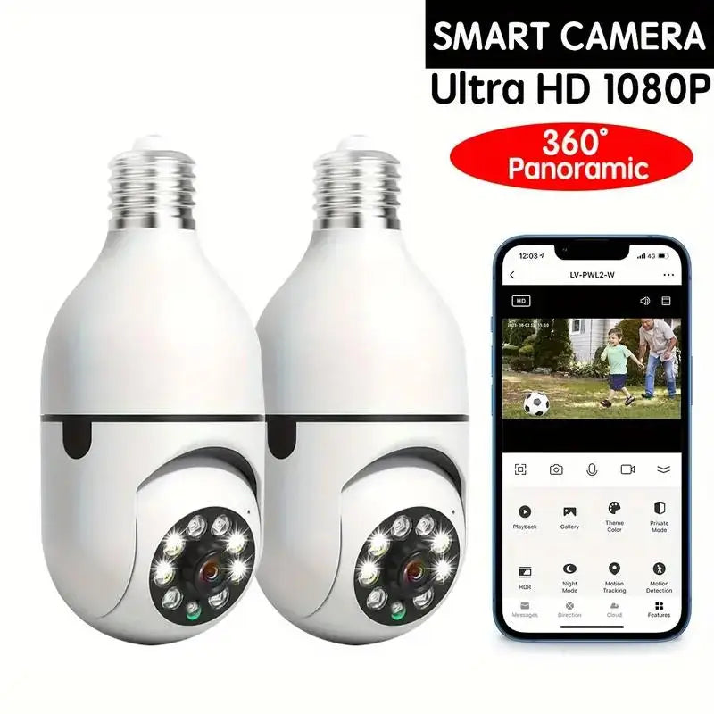 5G Bulb E27 Câmera de vigilância Full Color Night Vision Rastreamento humano automático Zoom Monitor de segurança interna Câmera Wifi