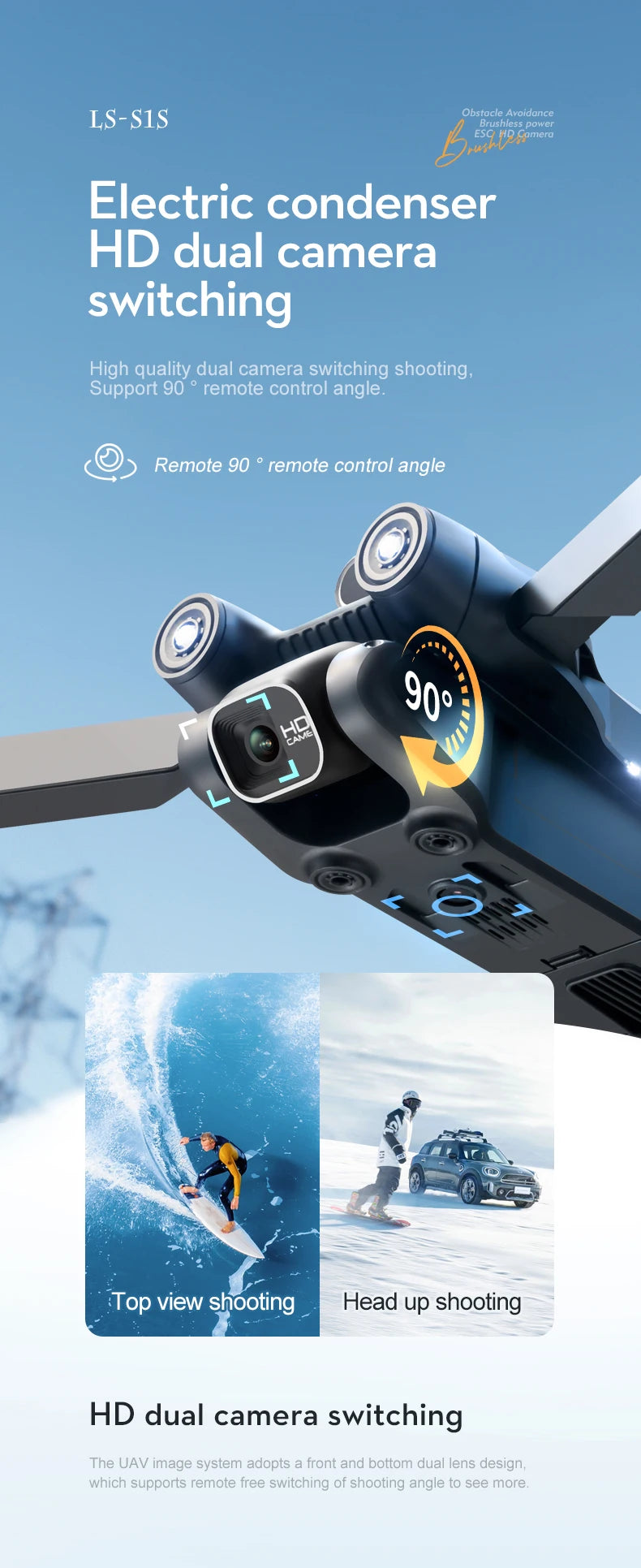 Novo Mini Drone S1S Profissional 8K HD Câmera Desvio de Obstáculos Fotografia Aérea Sem Escovas Dobrável Quadricóptero