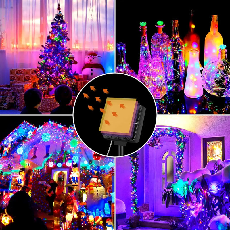 4Pack 400 LED Solar Light Outdoor Lamp String Lights For Holiday Christmas Party Waterproof Fairy Lights Garden Garland Copper