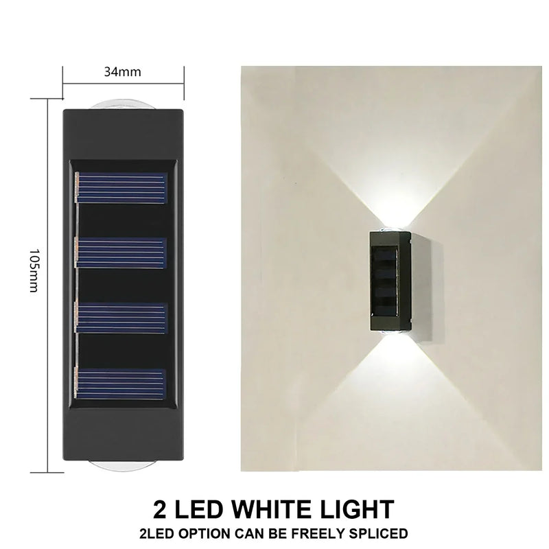 Luminária de parede solar externa à prova d'água com energia solar para cima e para baixo iluminar casa jardim quintal decoração luz solar externa