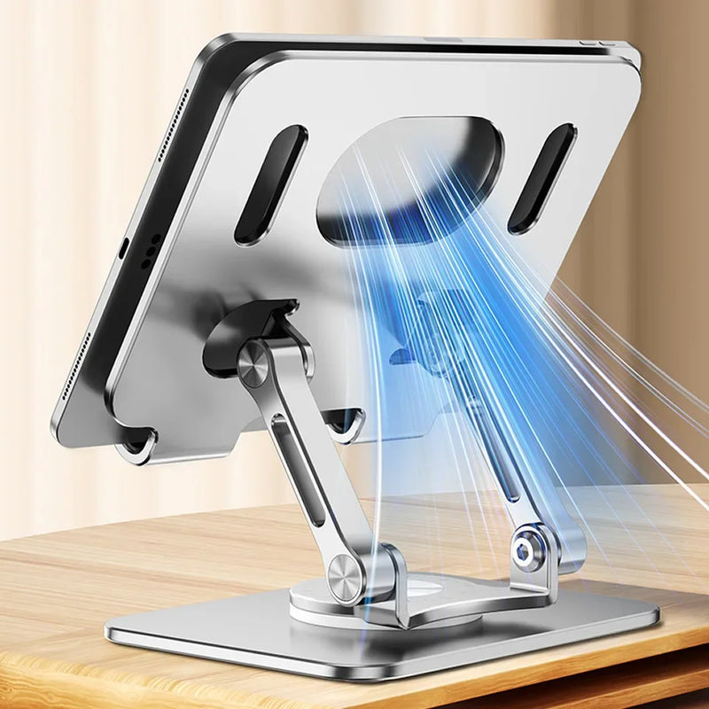Suporte para tablet com rotação de 360° para iPad, suporte dobrável ajustável para tablet, suporte de alumínio para celular compatível com iPad Pro/Air/Mini