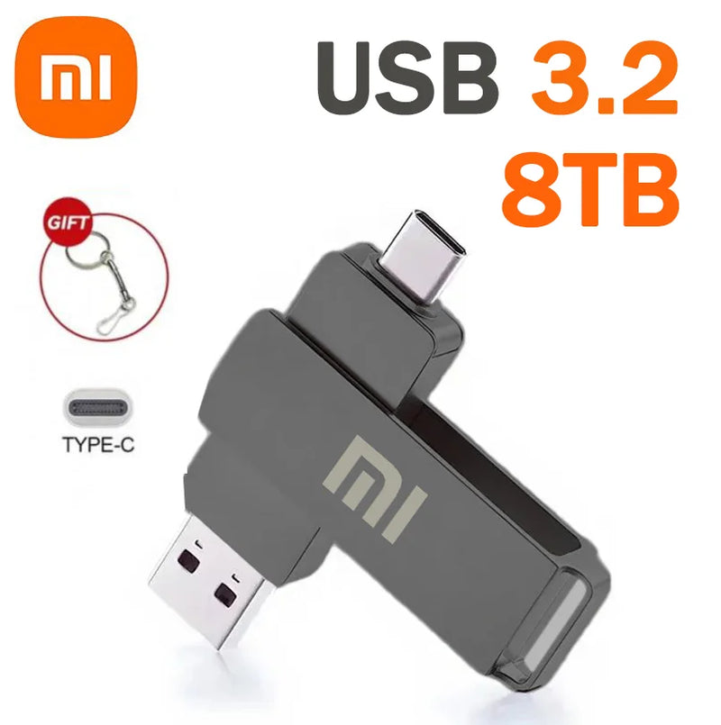 Xiaomi 16TB Flash Drive Usb 3.2 Super High Speed Flash Drive Metal Transfer Mini U Disk Pen Drive Type C Memory Disk SSD U Drive