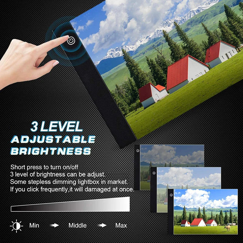 A4 A5 LED Desenho Tablet Três Níveis Digital Graphics Pad Light Pad Copy Board Arte Eletrônica Pintura Gráfica Mesa de Escrita