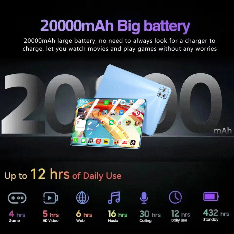 Tablet iPad Air Pro original 2025 Android 14 Snapdragon 11 polegadas HD 16 GB + 1 TB 20000 mAh 5G Dual SIM Bluetooth WiFi GPS