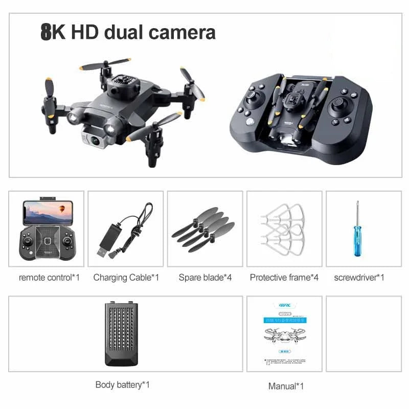 V30 Mini Drone 4DRC 8K HD 5G Profesional Drones FPV Five-sided Obstacle Avoidance Helicopter Brushless Motor RC Drone Toy 10000M