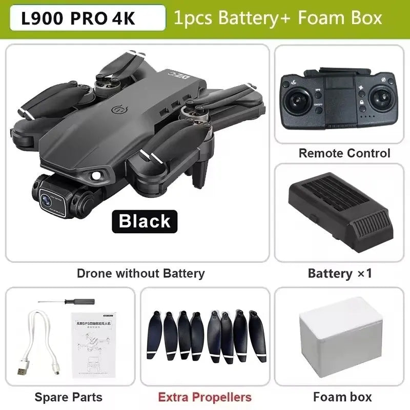 Drone L900 Pro GPS 4K HD profissional com câmera dupla 5G Wi-Fi, fotografia, quadricóptero dobrável sem escova, distância de 1,2 km, drones de brinquedo