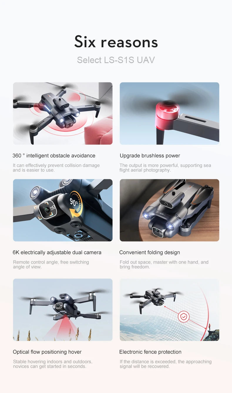 Novo Mini Drone S1S Profissional 8K HD Câmera Desvio de Obstáculos Fotografia Aérea Sem Escovas Dobrável Quadricóptero