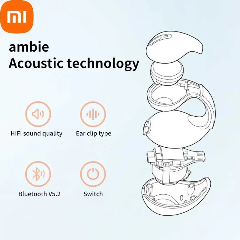Fones de ouvido sem fio Xiaomi Earclip Bluetooth 5.3 Fones de ouvido esportivos ao ar livre Fones de ouvido com controle de toque para iPhone Huawei Samsung