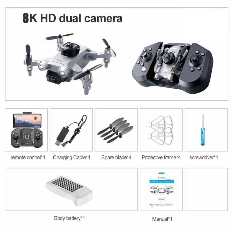 V30 Mini Drone 4DRC 8K HD 5G Profesional Drones FPV Five-sided Obstacle Avoidance Helicopter Brushless Motor RC Drone Toy 10000M