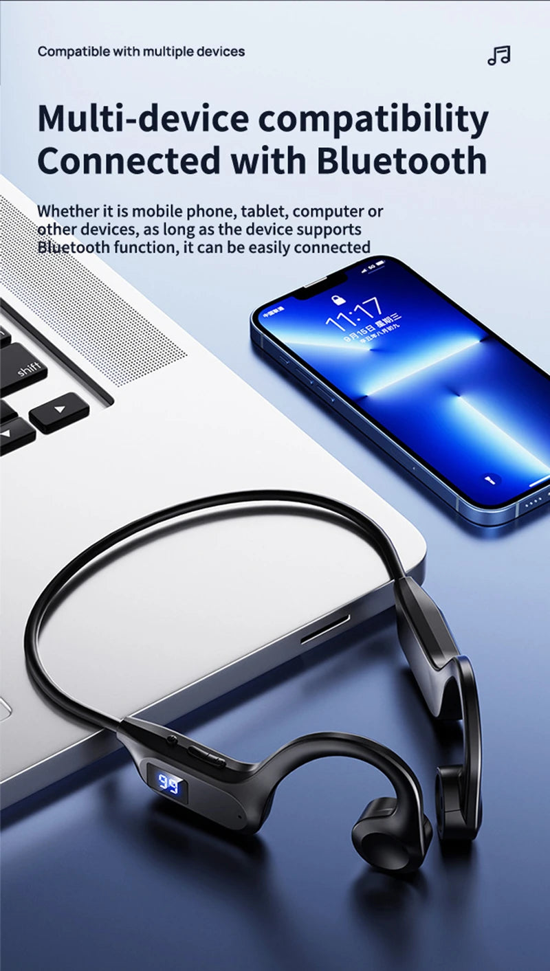 Xiaomi X7 Fone de ouvido sem fio de condução óssea para natação esportiva Bluetooth compatível com viva-voz e microfone para fones de ouvido esportivos