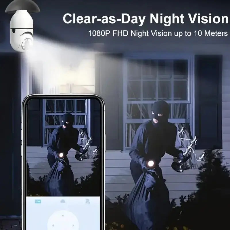 5G Bulb E27 Câmera de vigilância Full Color Night Vision Rastreamento humano automático Zoom Monitor de segurança interna Câmera Wifi